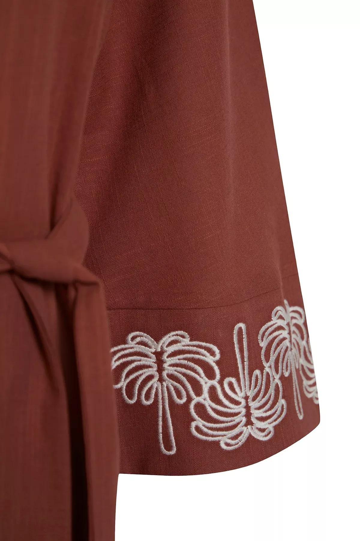 Orange Midi Embroidered Flamed Dress, C101_1959, large image number 5