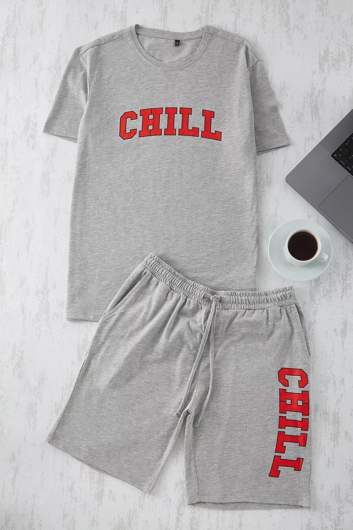 Grey Regular Fit Printed Pajama Set, , large image number 0