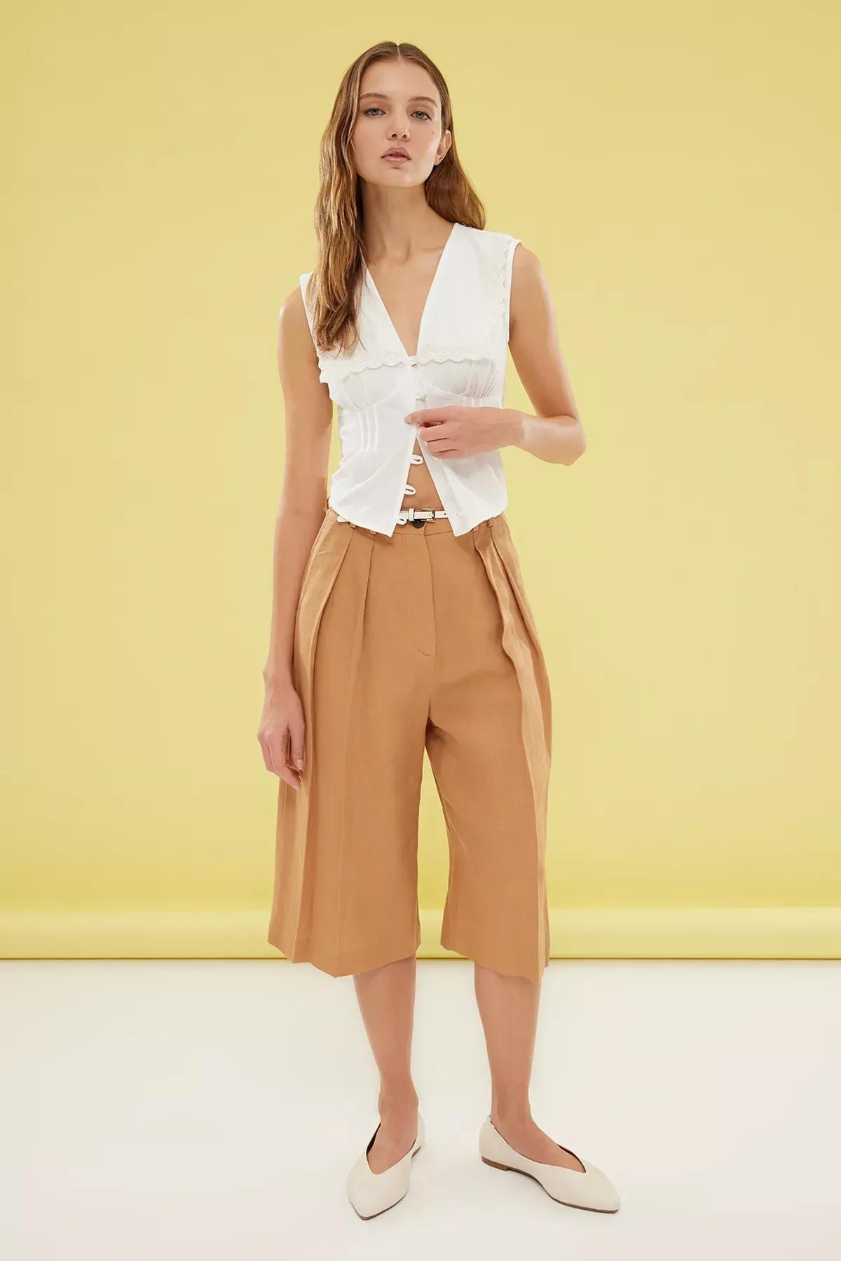 White Baby Collar Crop Shirt, , large image number 1