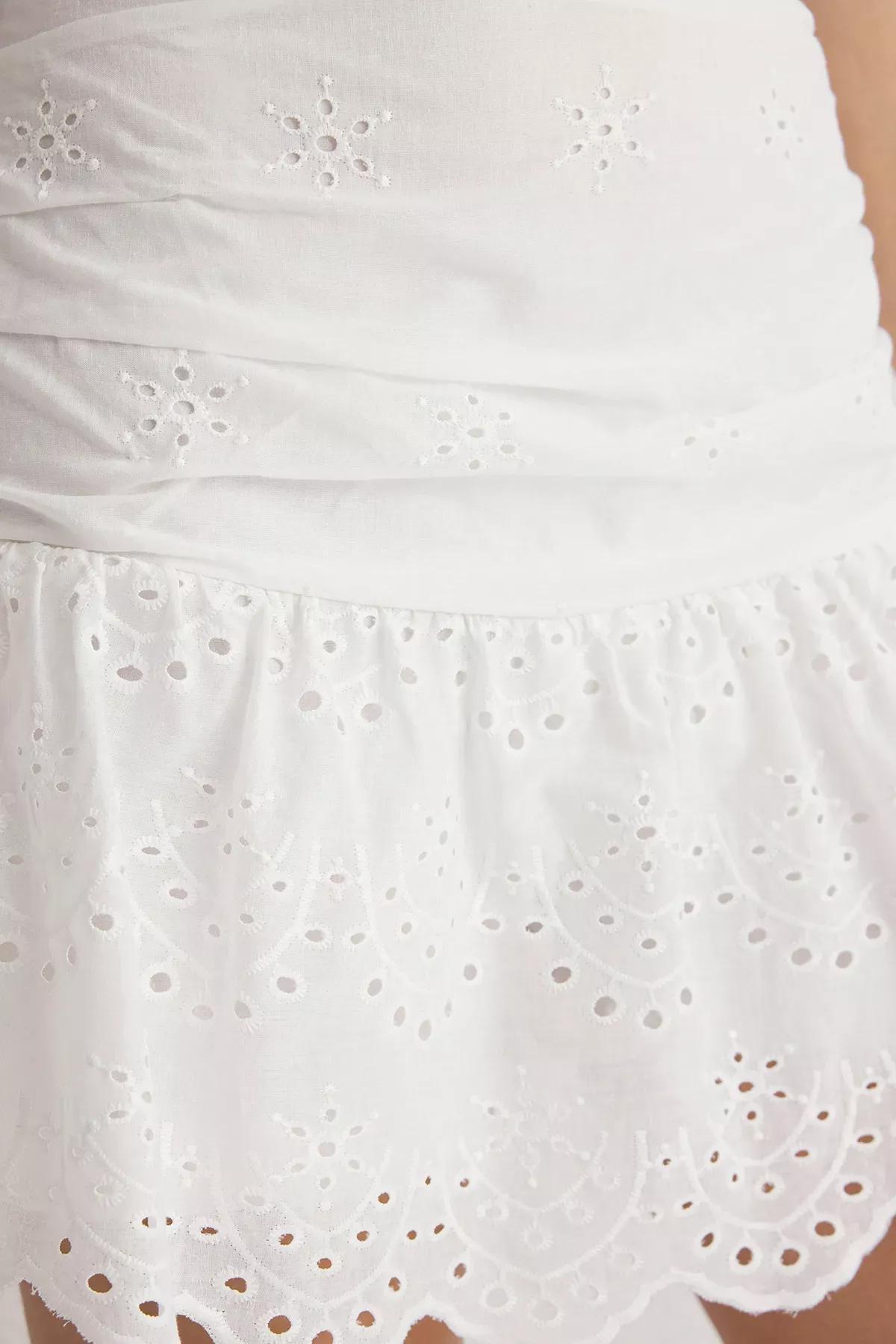 White Embroidery Skirt Look Shorts, White, large image number 3