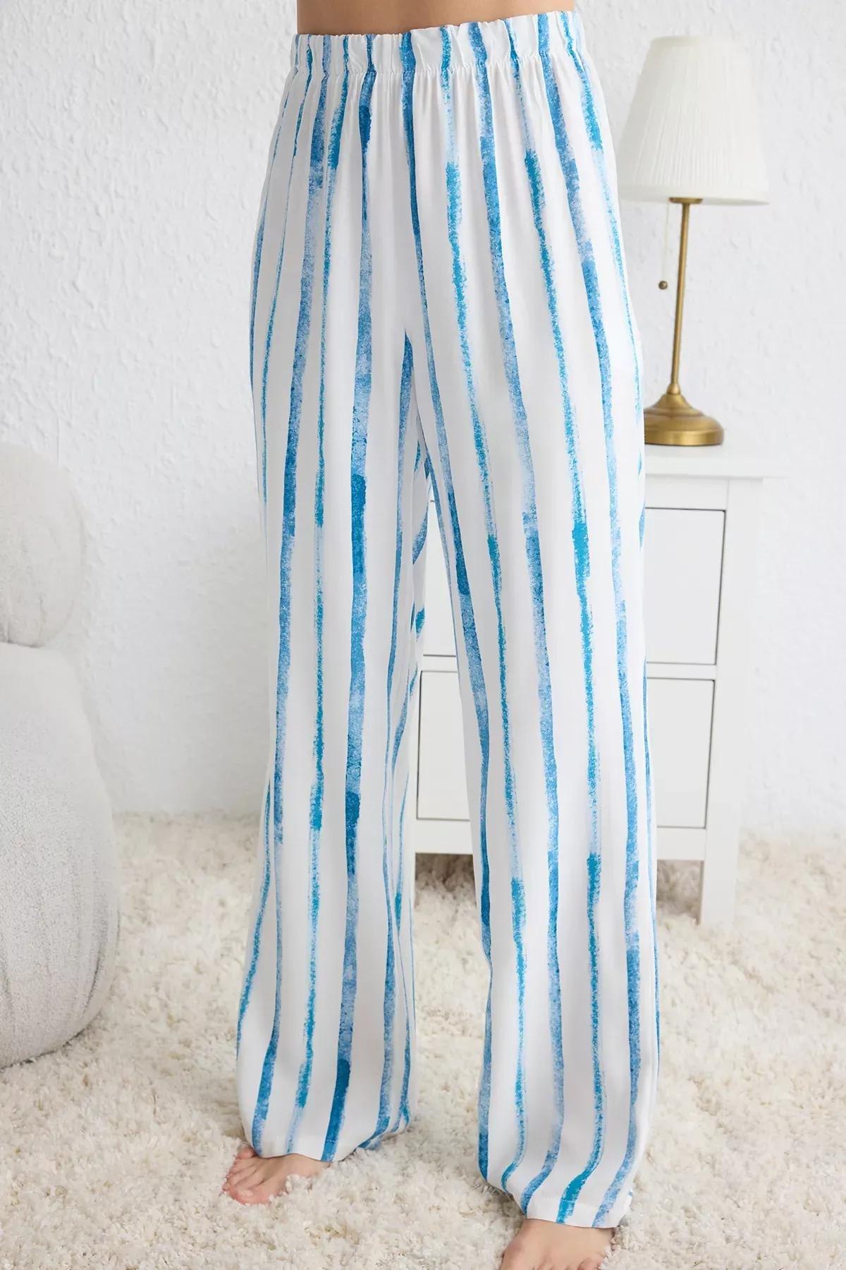 White-Blue Striped Pajama Set, , large image number 3