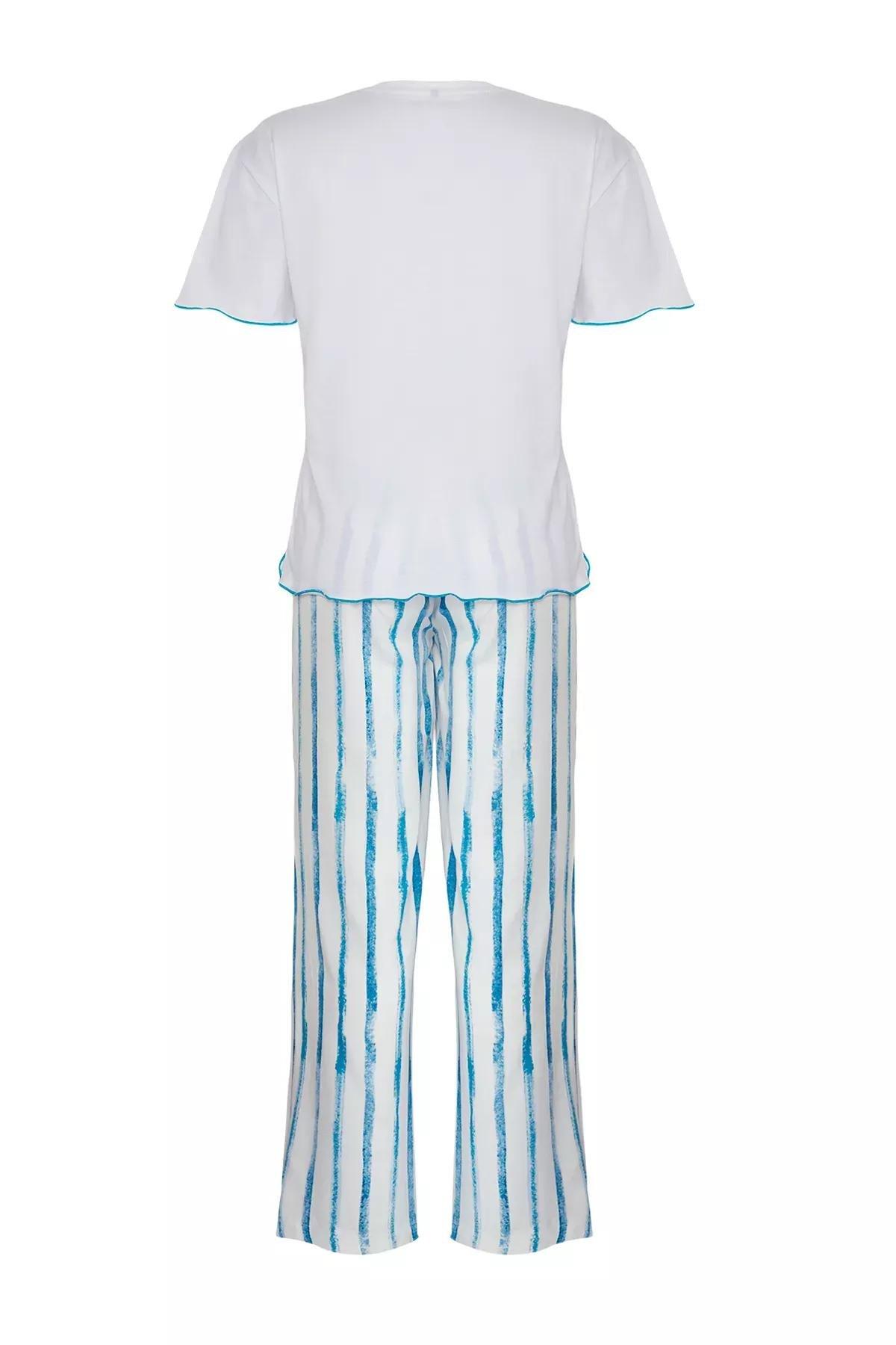 White-Blue Striped Pajama Set, , large image number 5
