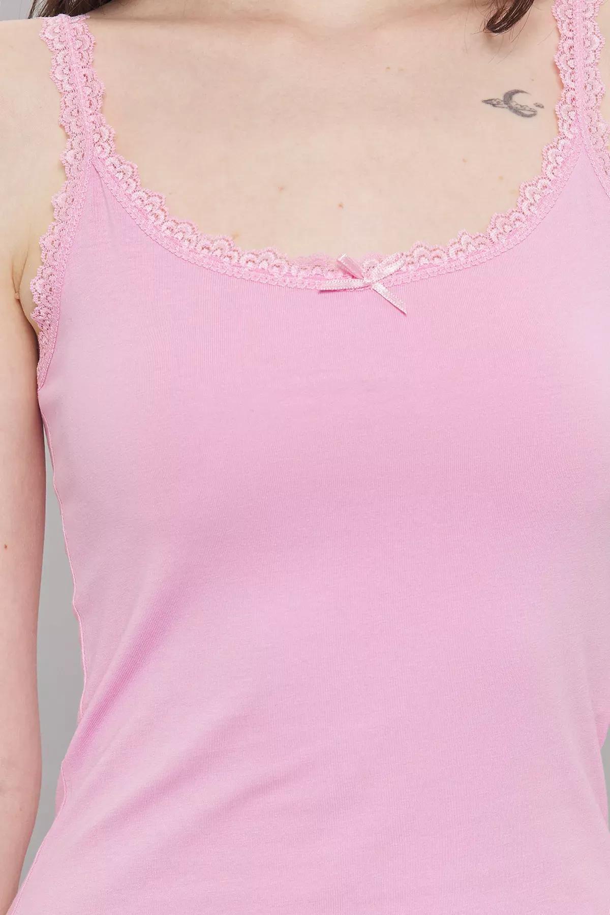 Pink Lace Bow Knit Blouse, Pink, large image number 2