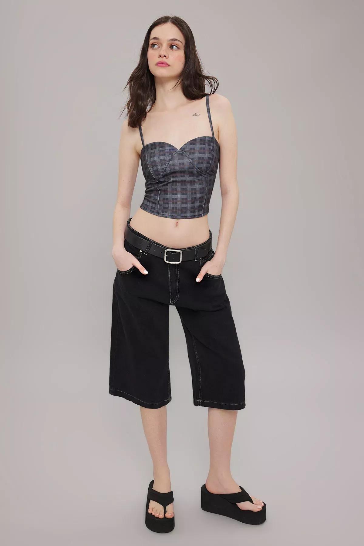 Multicolour Plaid Sweetheart Knit Bustier, Very colorful, large image number 1