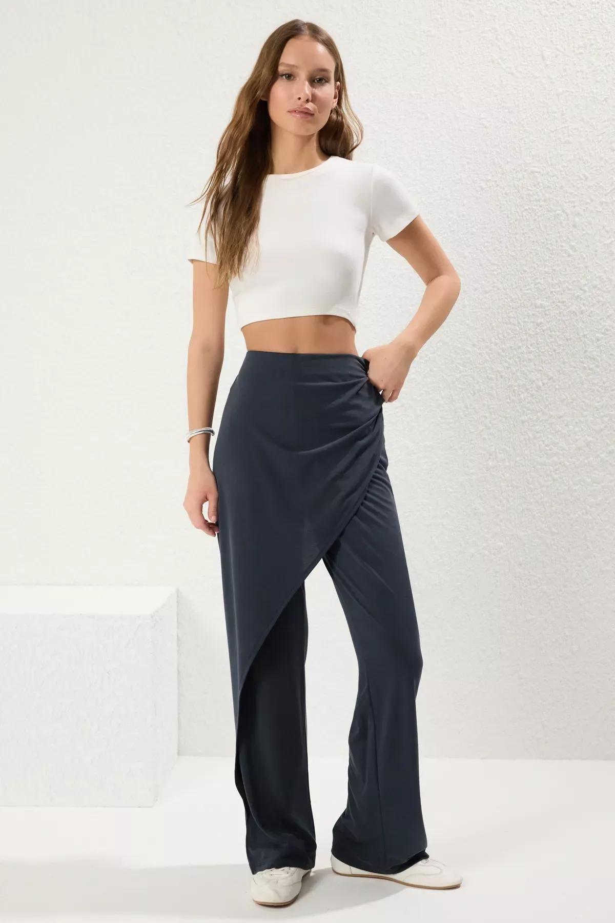 Grey Modal Double Breasted Trousers, , large image number 0