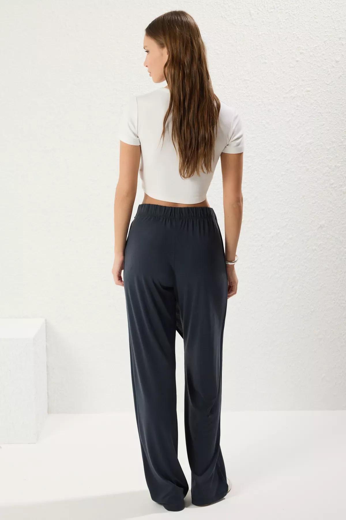 Grey Modal Double Breasted Trousers, , large image number 4