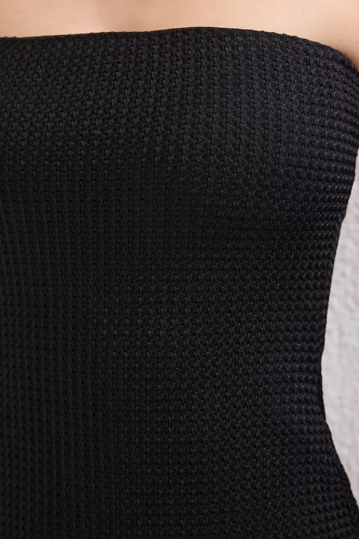 Black Strapless Bodycon Maxi Knit Dress, , large image number 2