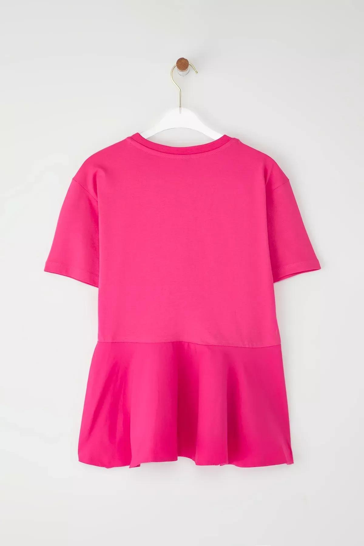 Pink Ruffle Knit Blouse, Fuchsia, large image number 5