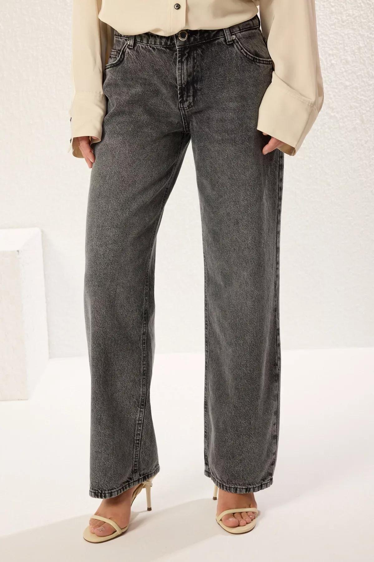 Grey Low Waist Boyfriend Jeans, , large image number 2