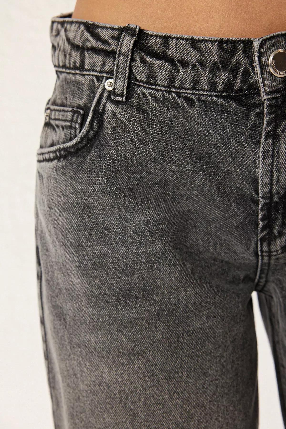 Grey Low Waist Boyfriend Jeans, , large image number 3