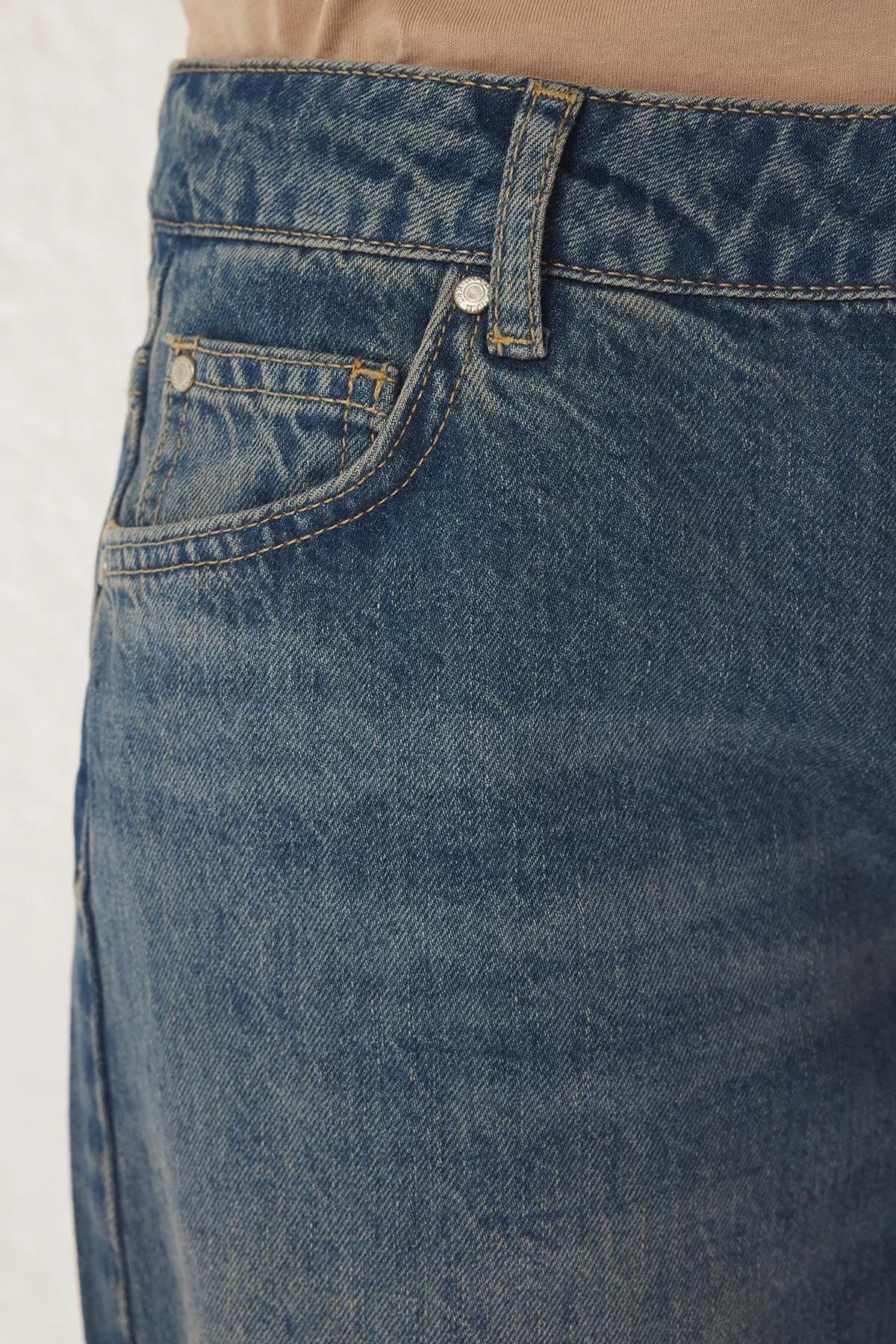 Blue Straight Wide Leg Jeans, , large image number 3