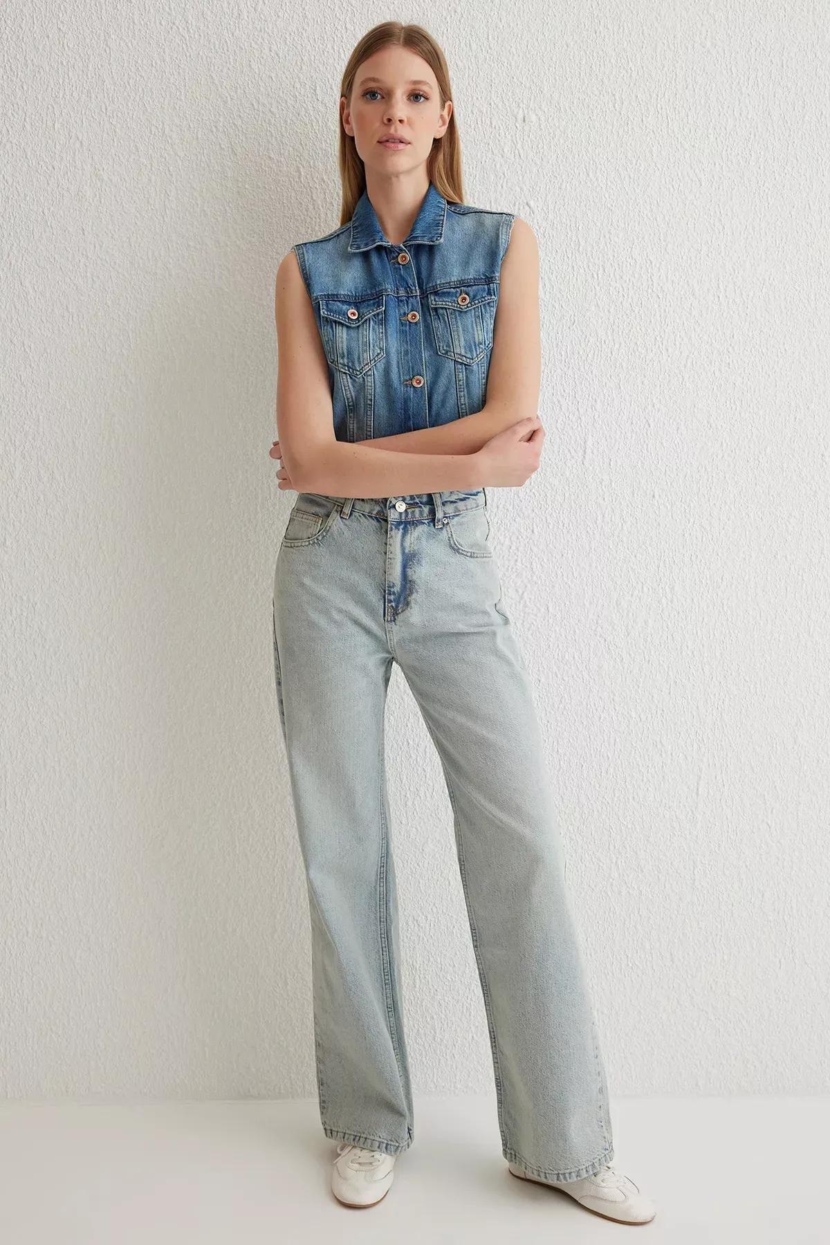 Blue Wide Leg Jeans, , large image number 0