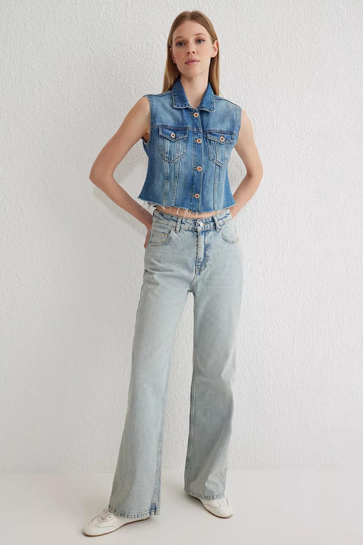 Blue Wide Leg Jeans, , large image number 1
