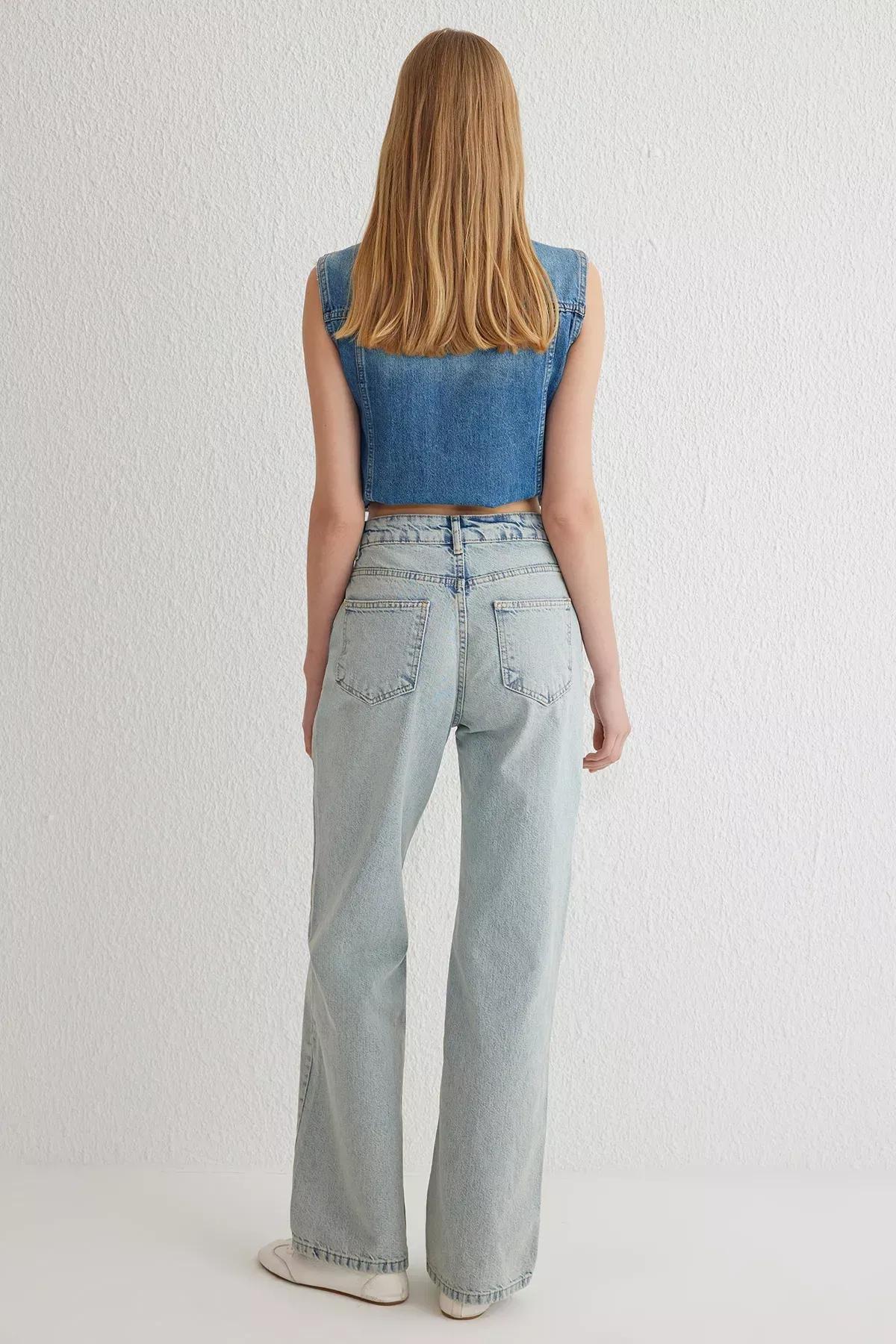 Blue Wide Leg Jeans, , large image number 4
