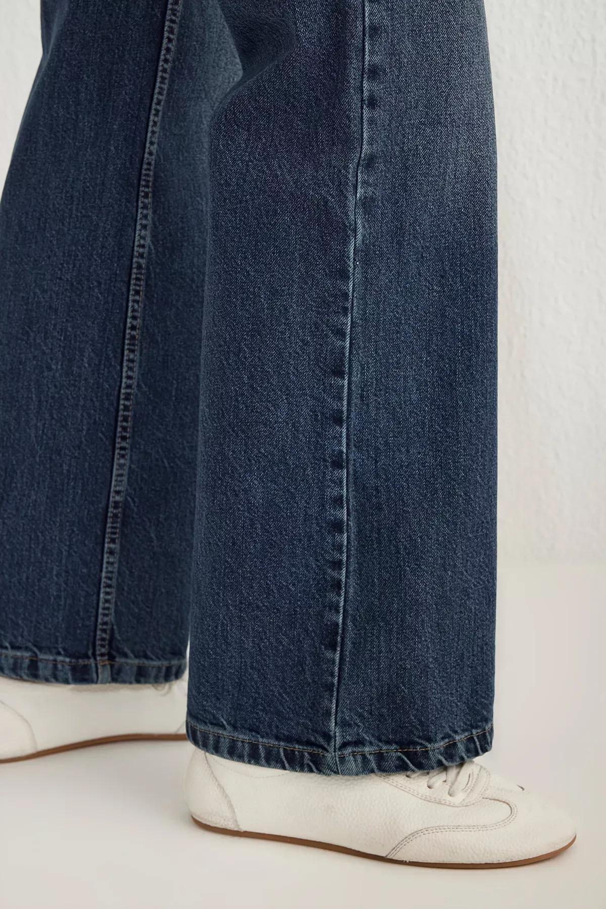 Blue Wide Leg Jeans, DARK BLUE, large image number 3