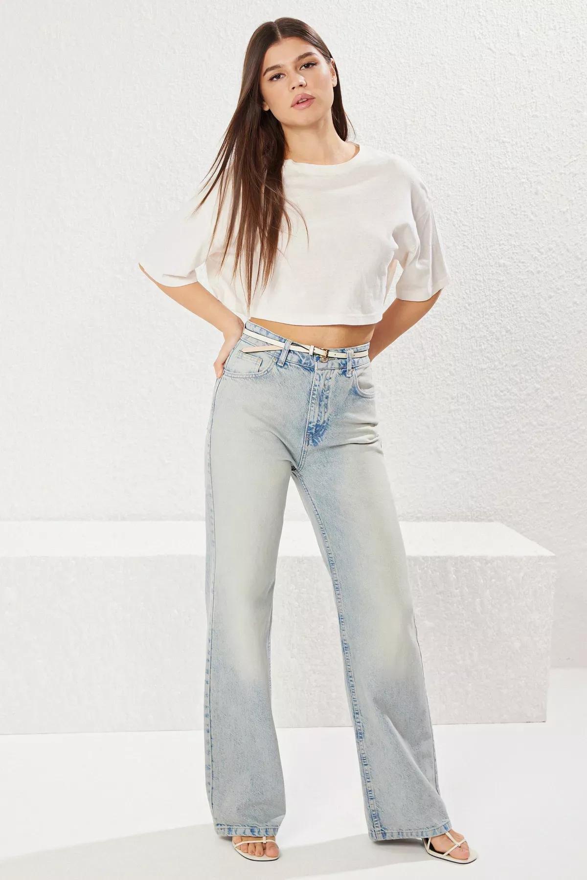 Blue High-Waist Jeans, , large image number 1