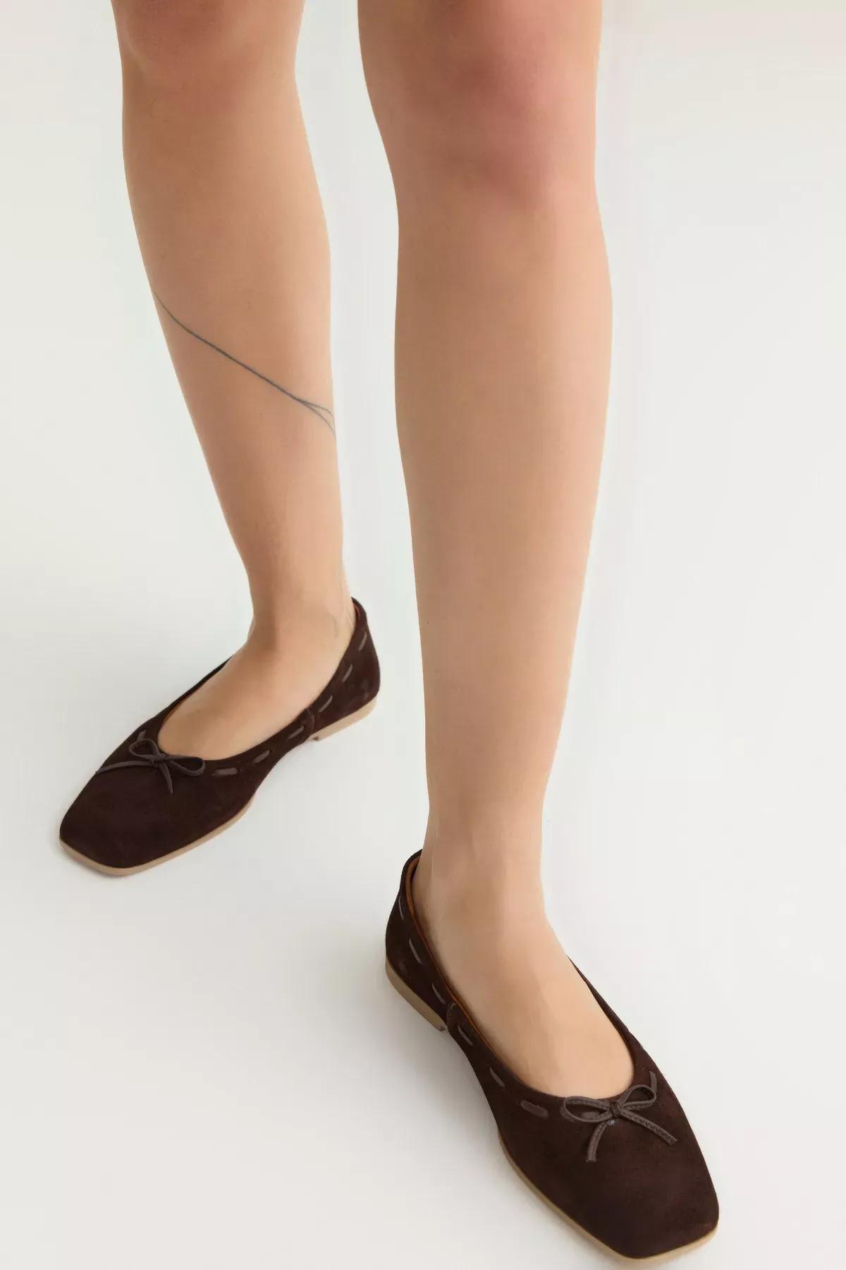 Brown Suede Ballerinas, , large image number 1
