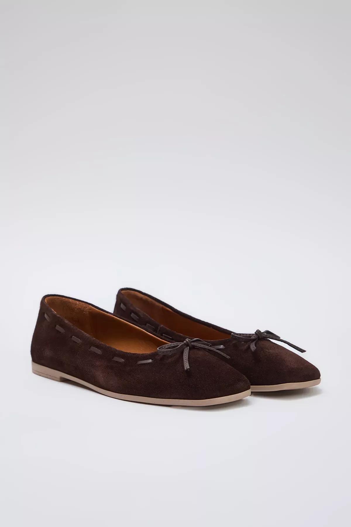 Brown Suede Ballerinas, , large image number 3