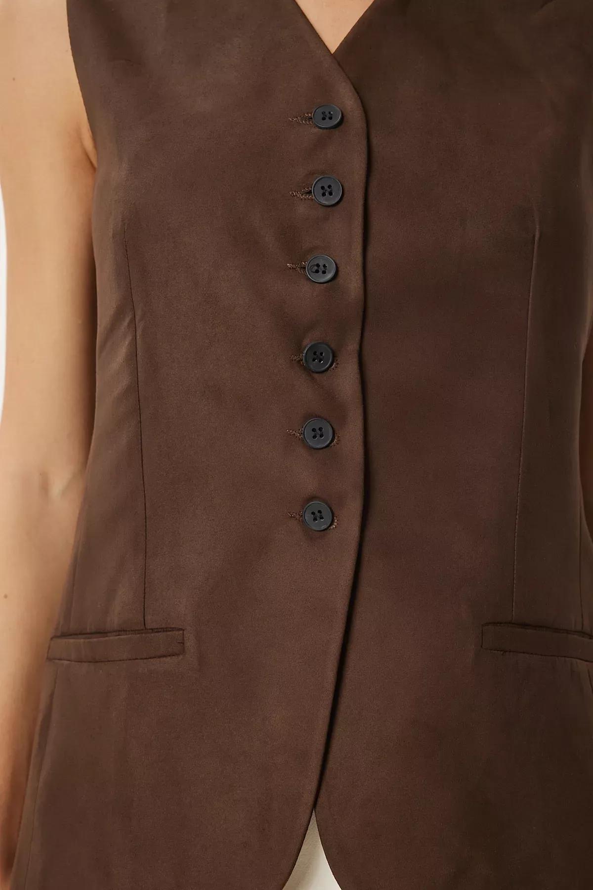 Light Brown V Neck Vest, Light brown, large image number 2
