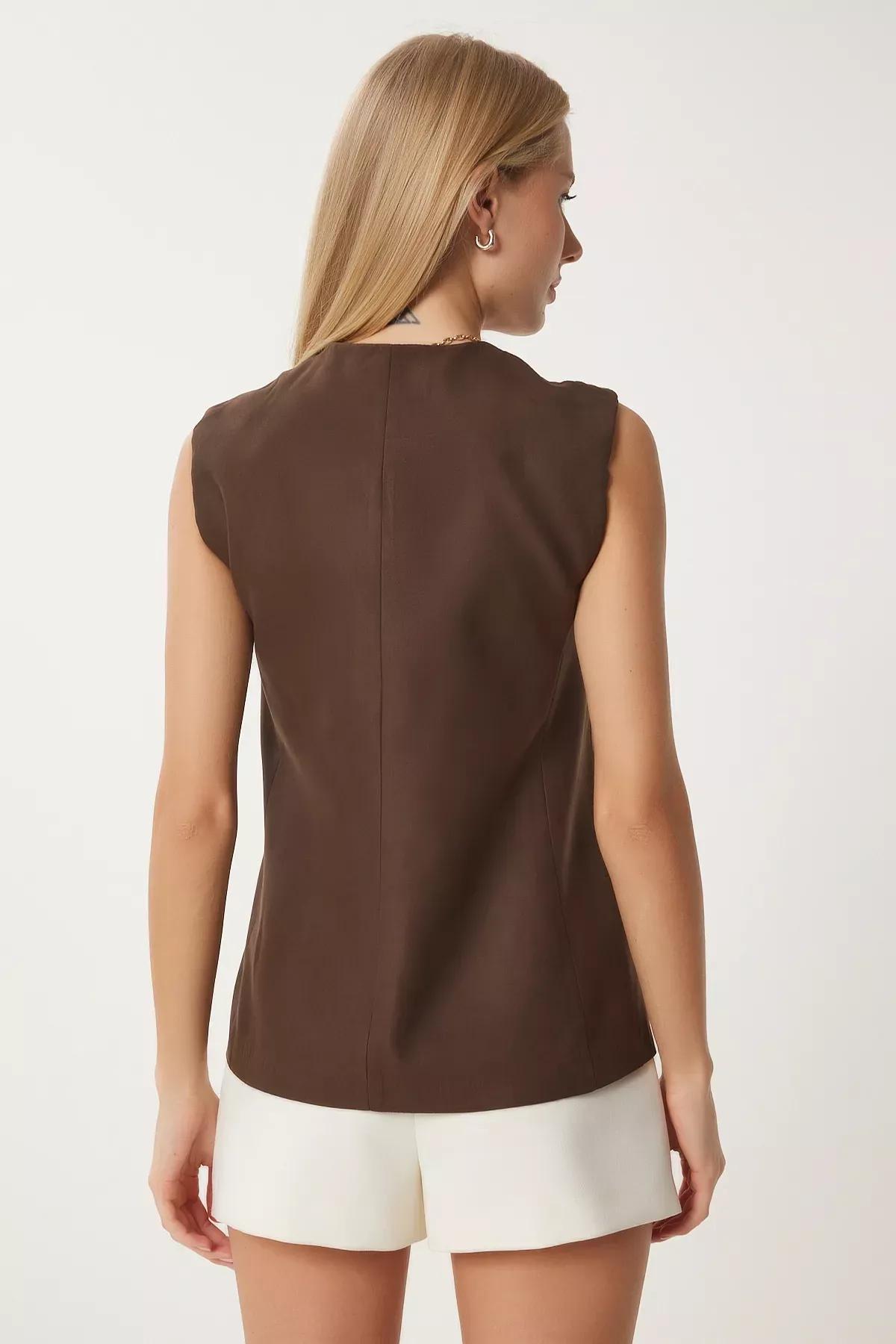 Light Brown V Neck Vest, Light brown, large image number 3