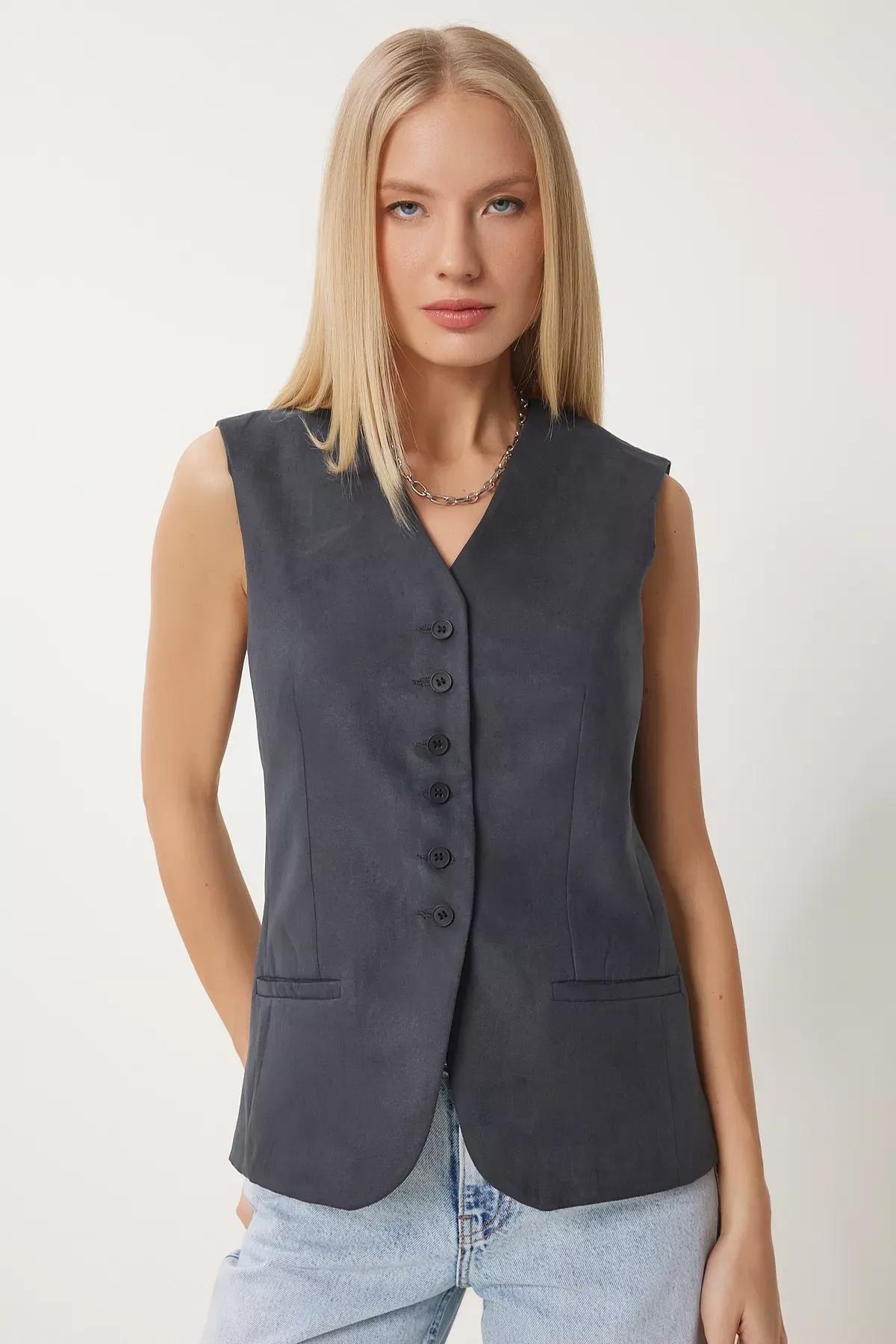Smoke V Neck Vest, , large image number 0