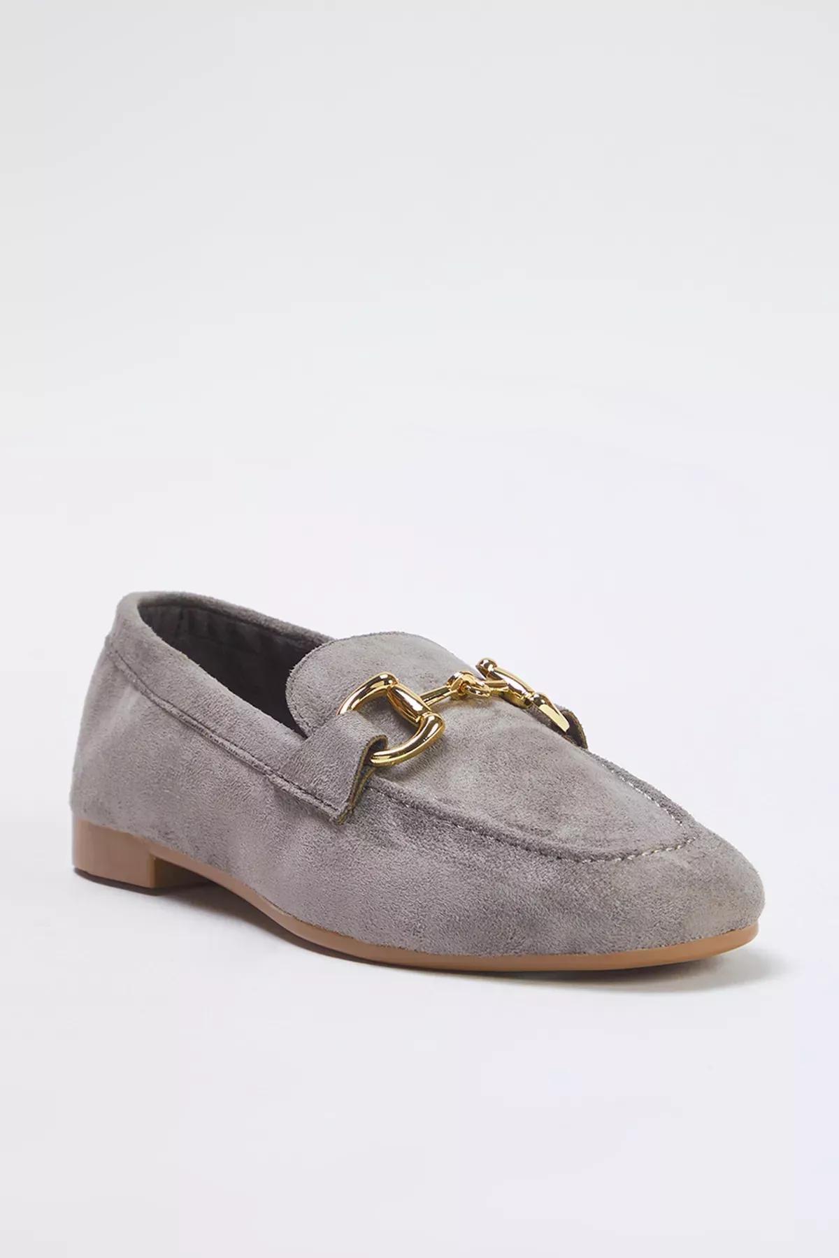 Grey  Suede Loafer Shoes, , large image number 1