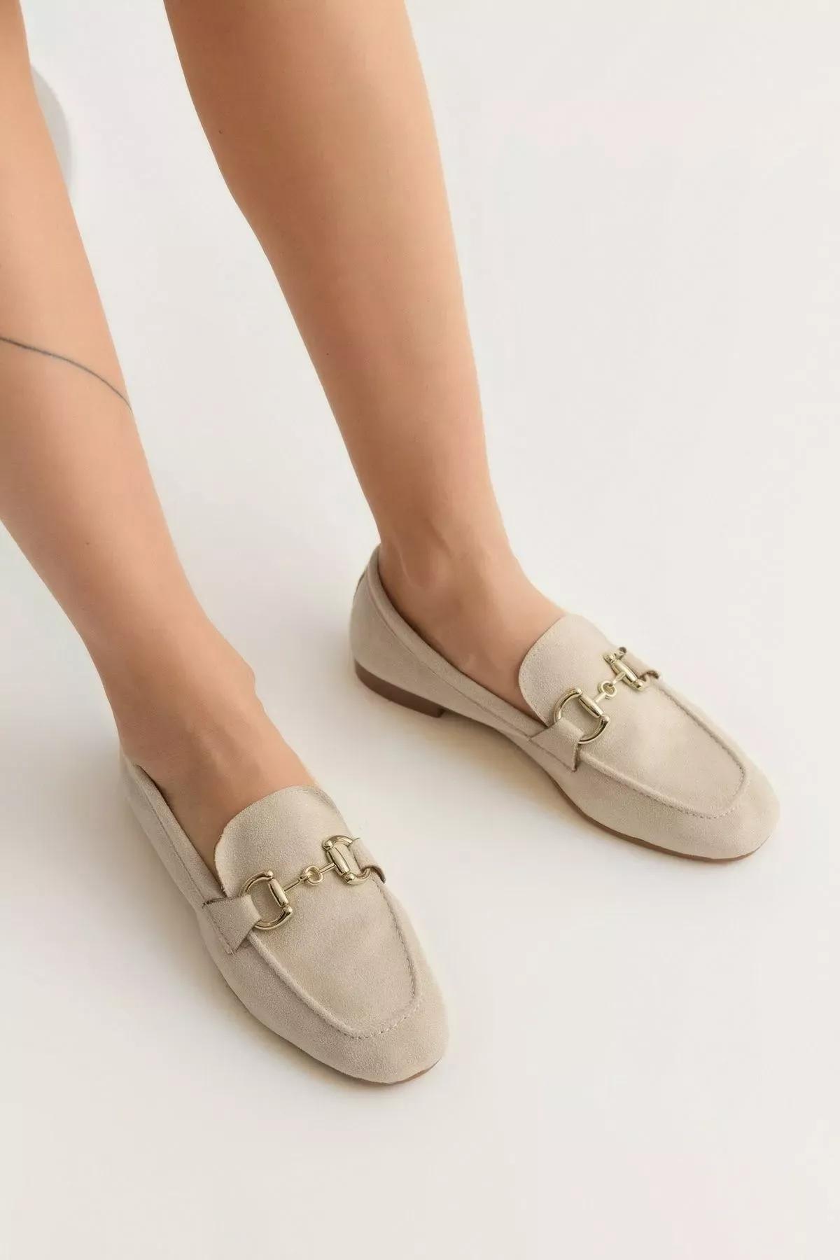 Beige Suede Detail Loafers, , large image number 0