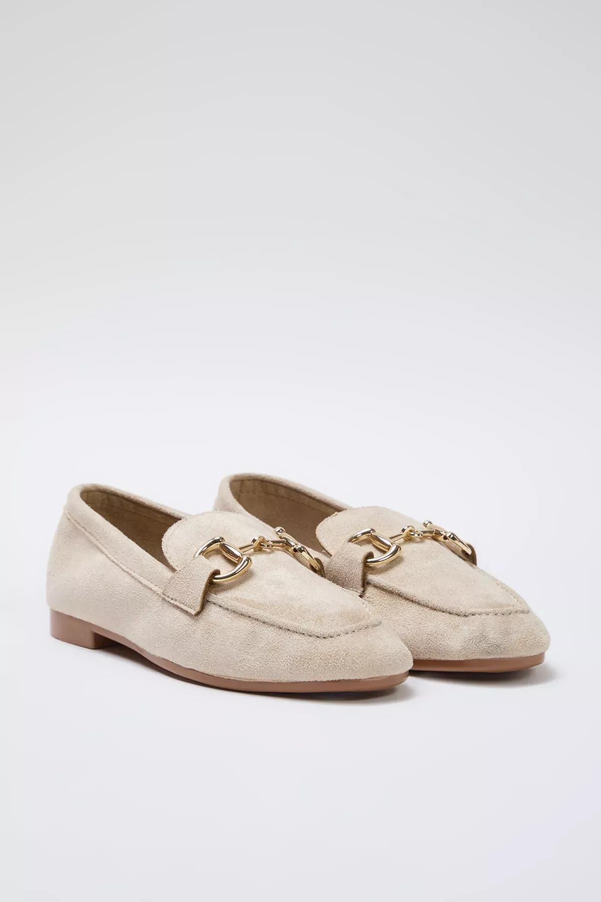 Beige Suede Detail Loafers, Mink, large image number 3