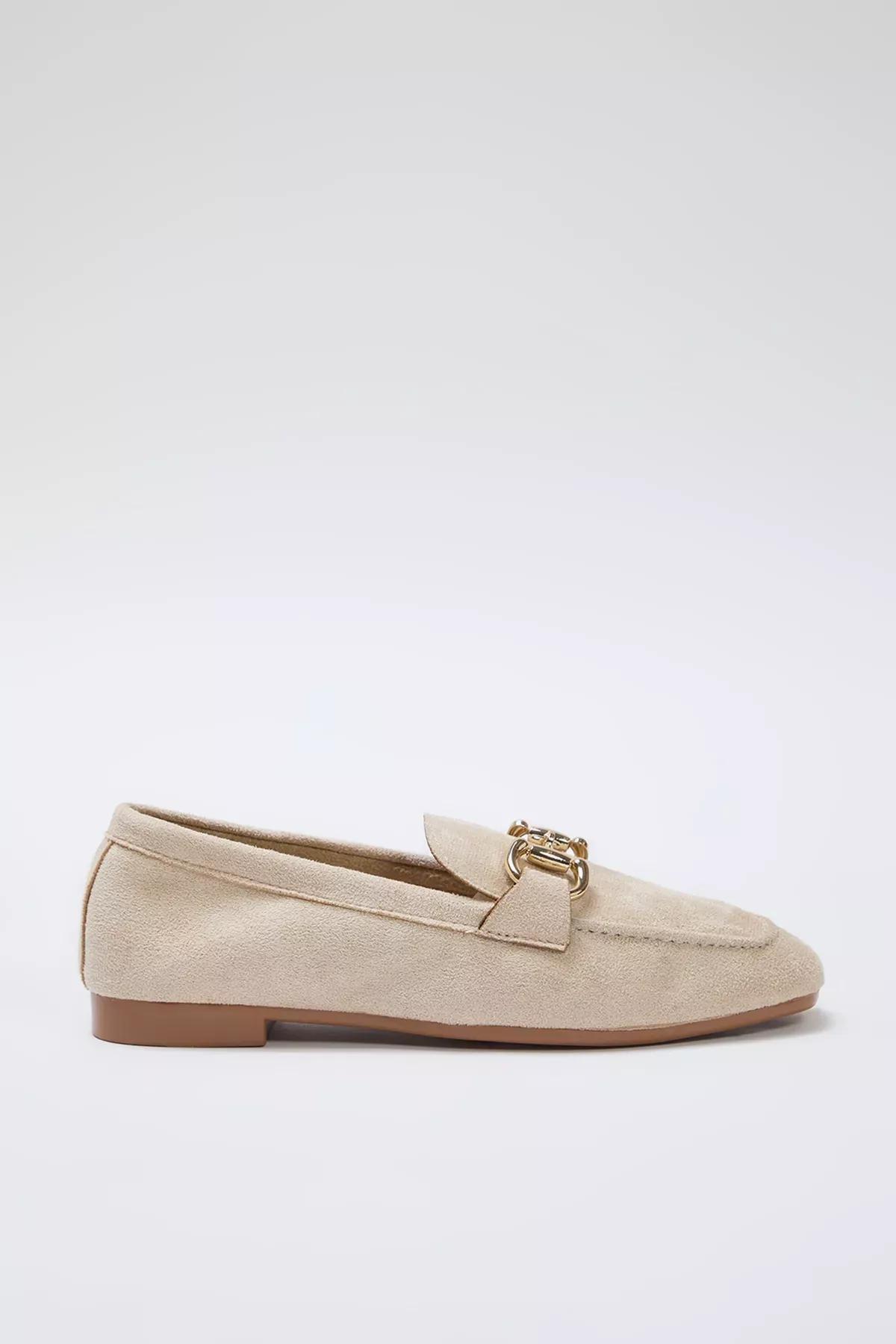 Beige Suede Detail Loafers, Mink, large image number 4