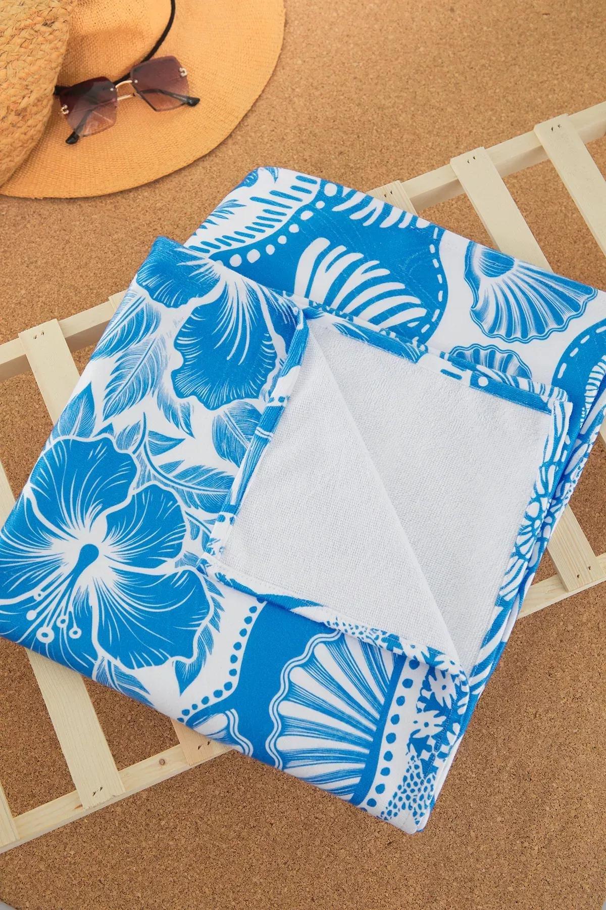Blue Tropical Pattern Towel, C101_7382, large image number 3