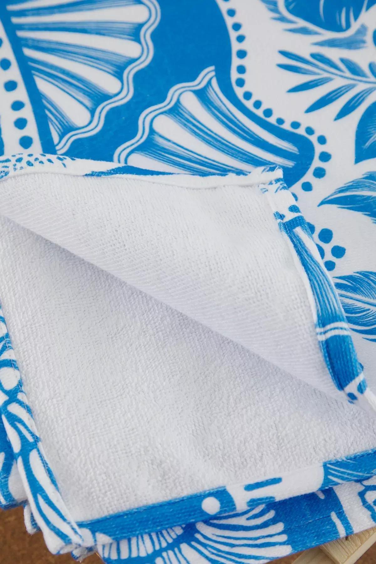 Blue Tropical Pattern Towel, C101_7382, large image number 4