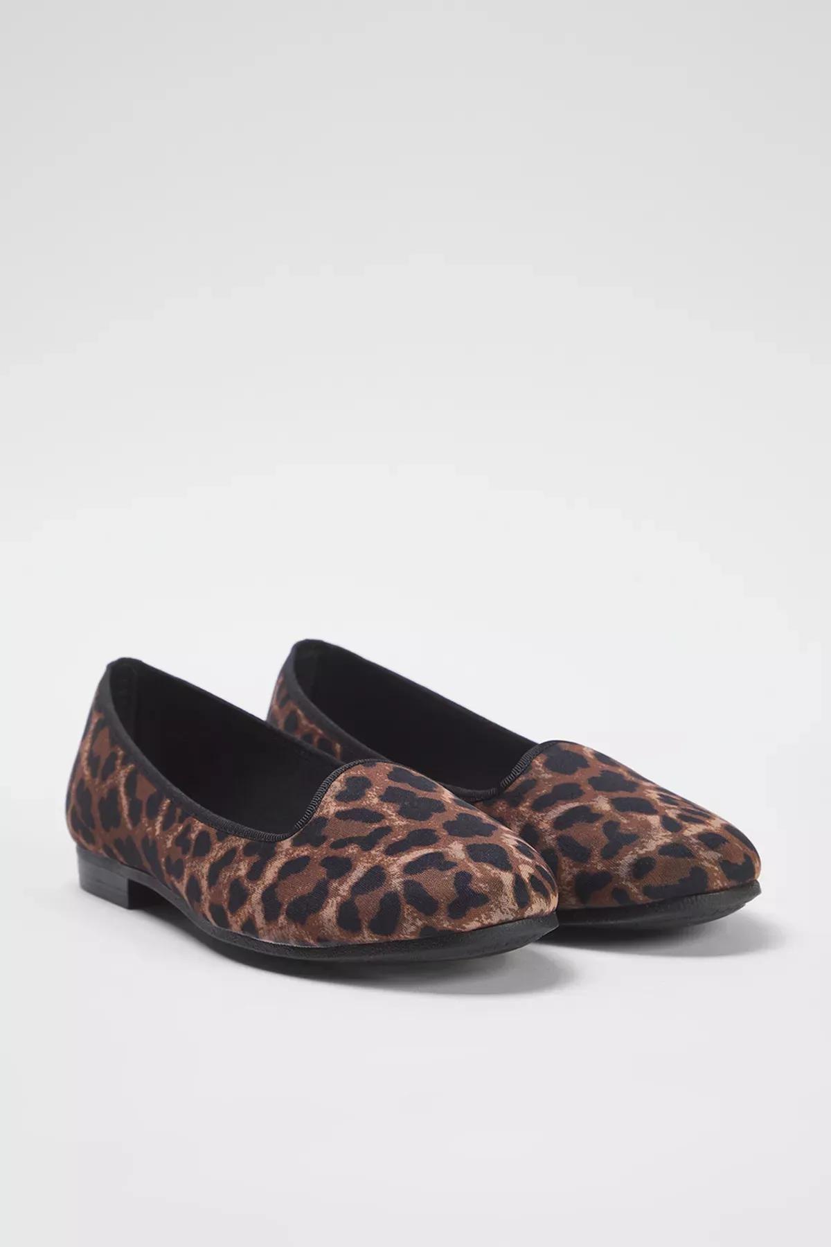 Brown Leopard Flexible Sole Ballerinas, , large image number 1