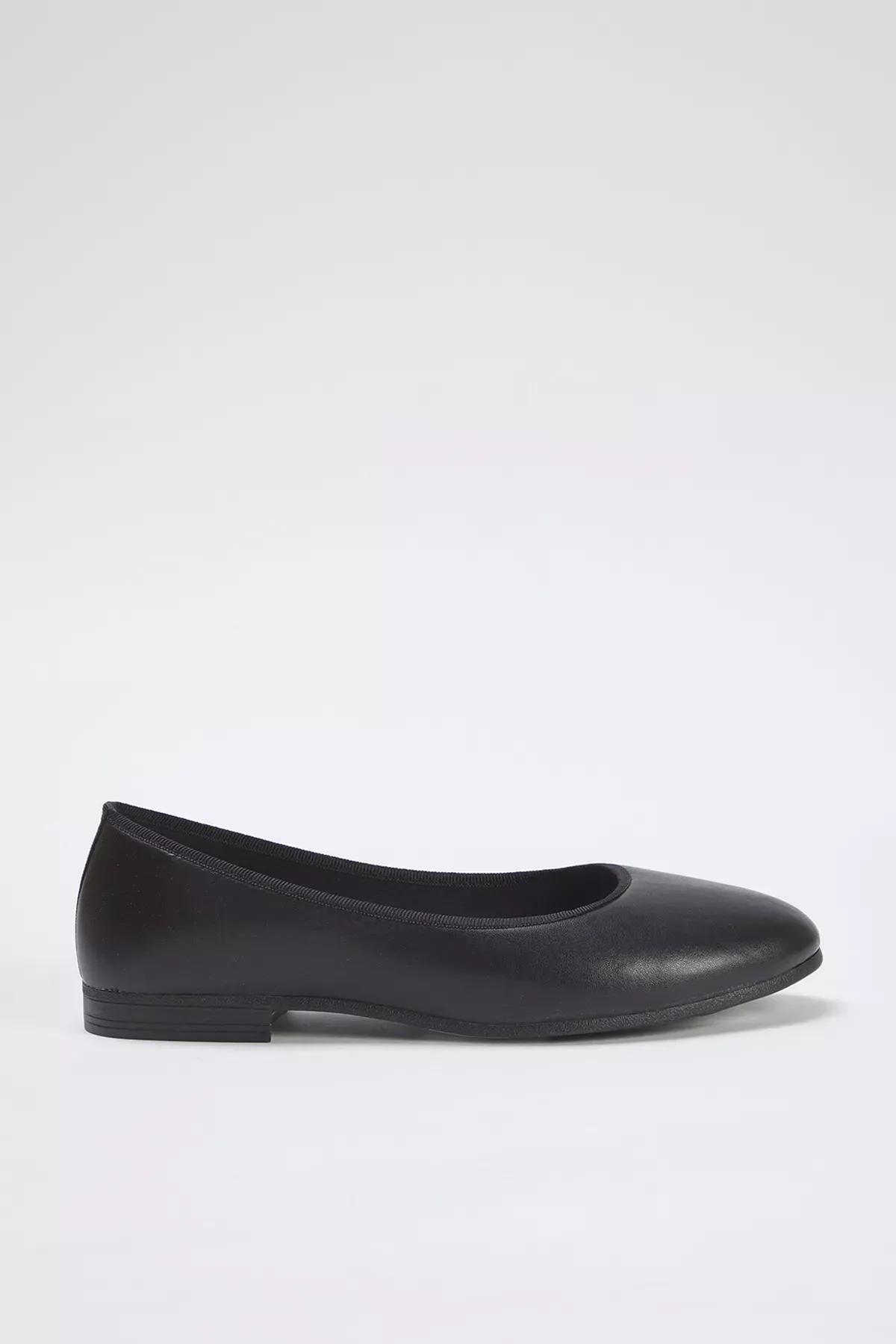 Black Round Toe Flexible Ballerinas, , large image number 0