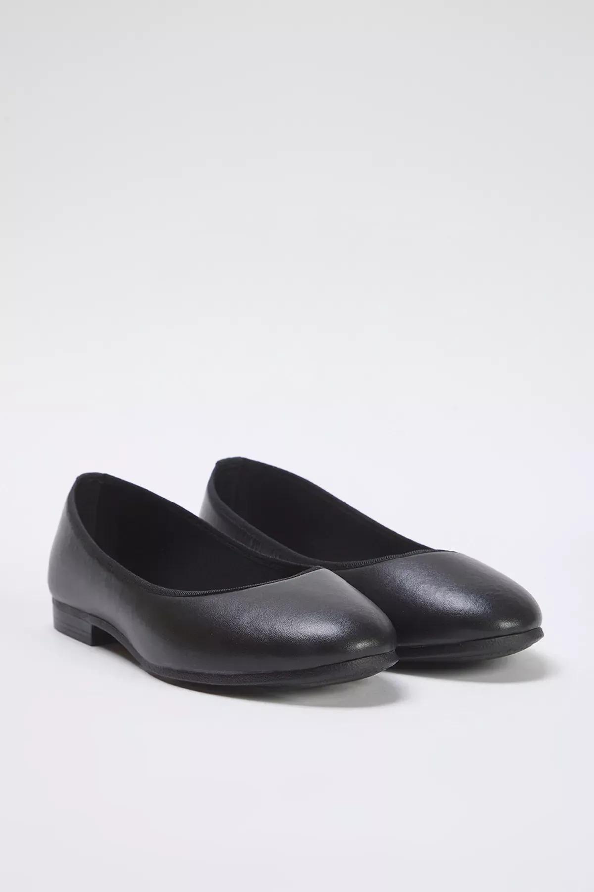 Black Round Toe Flexible Ballerinas, , large image number 3