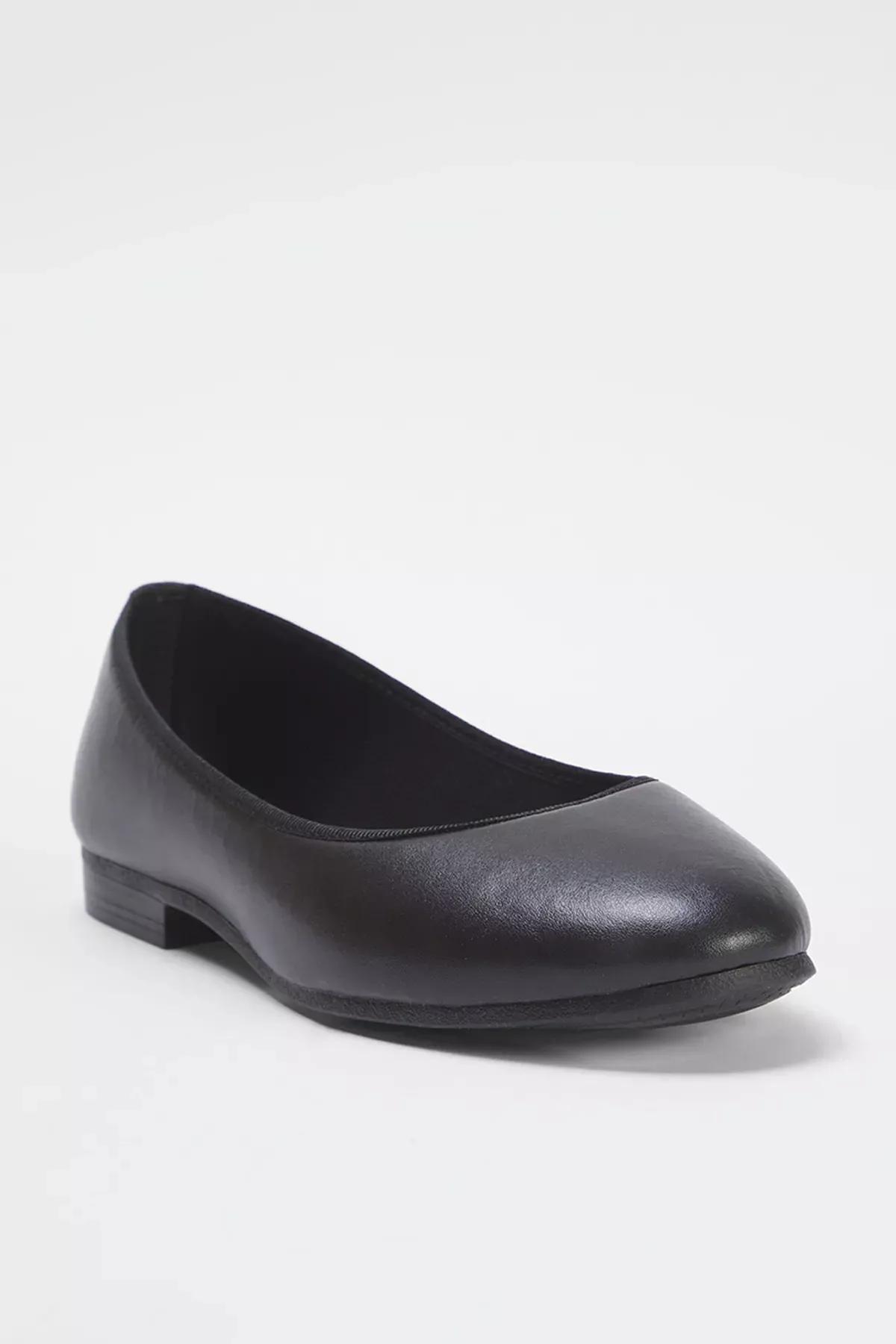 Black Round Toe Flexible Ballerinas, , large image number 4