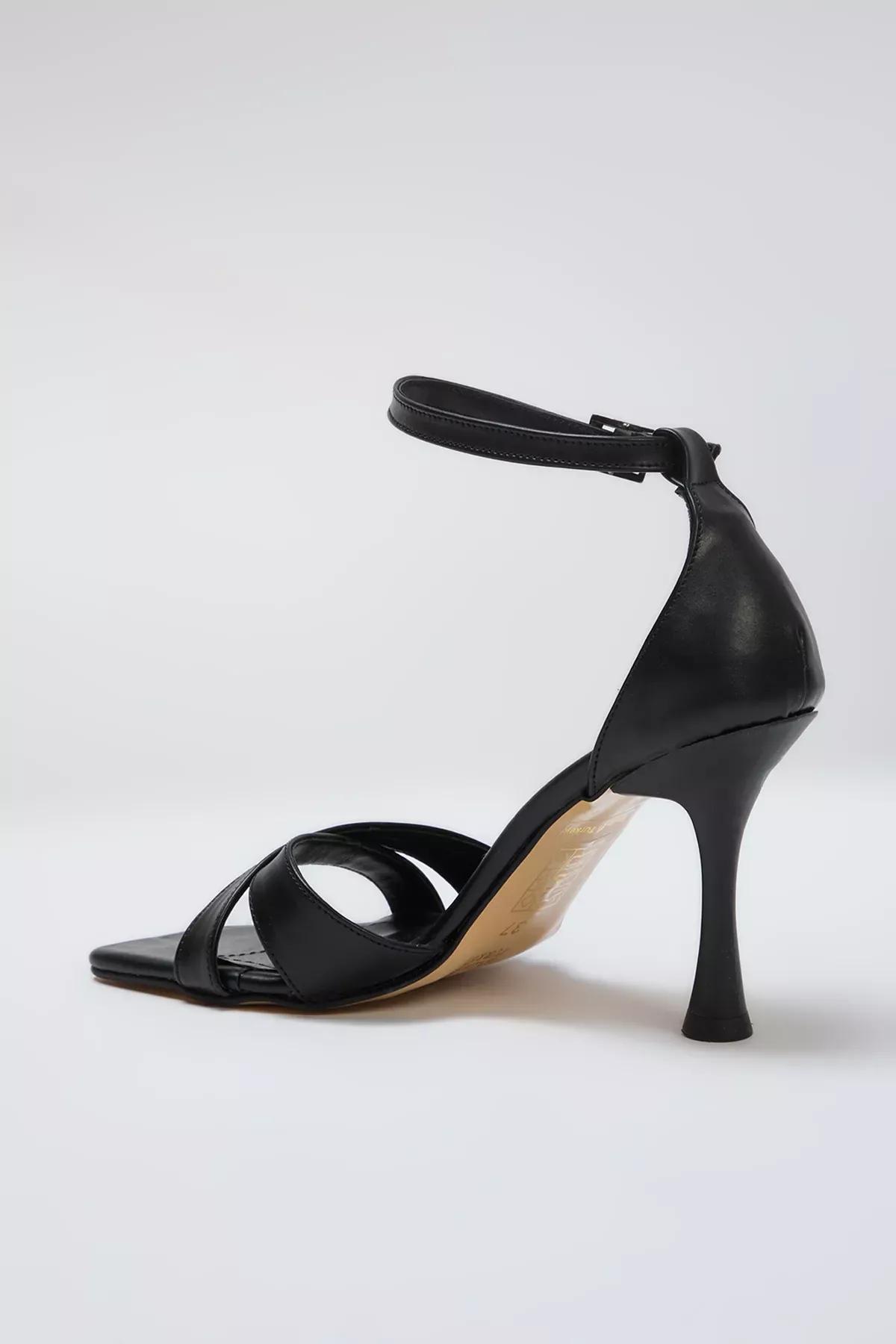 Black Cross Heel Shoes, BLACK, large image number 3