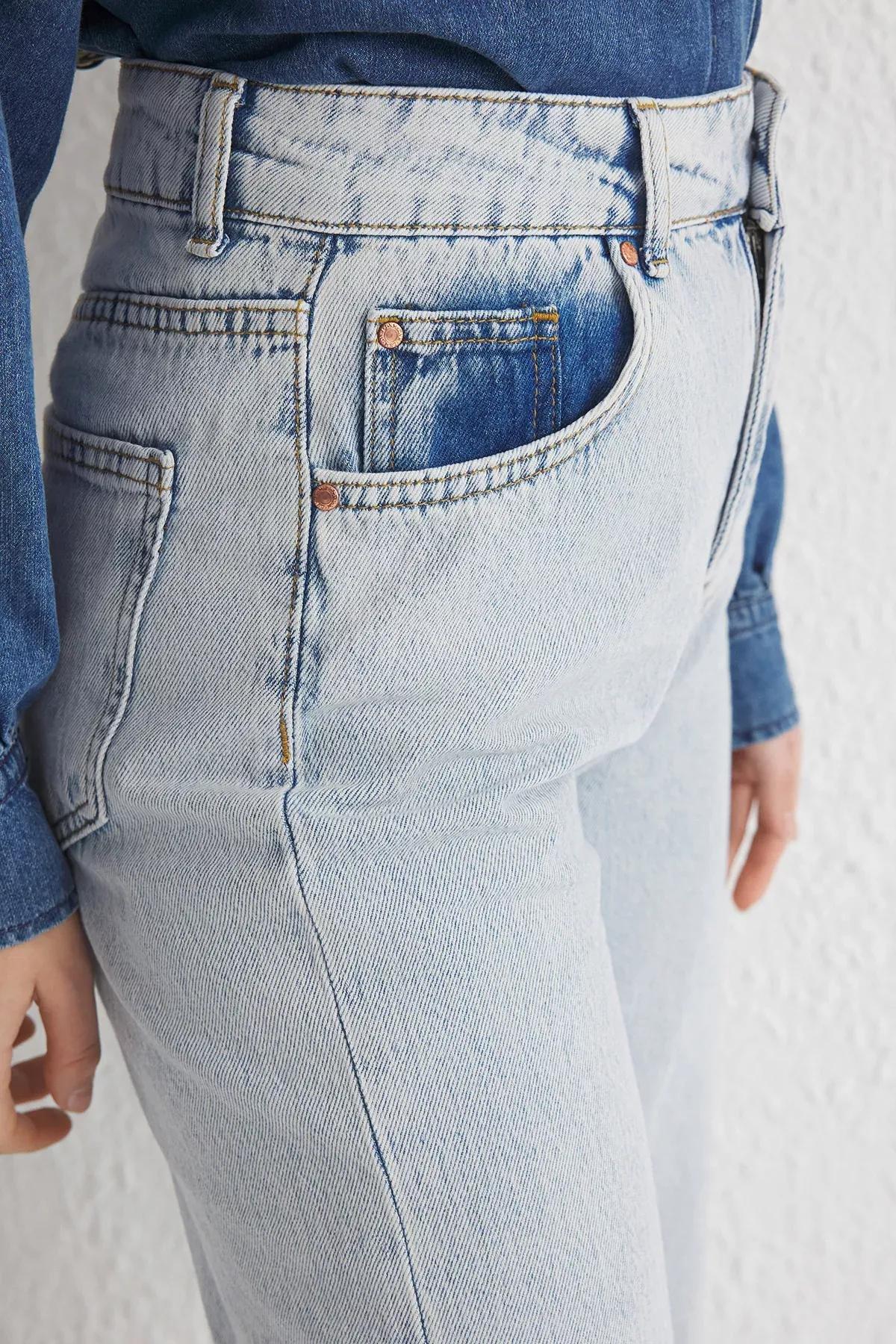 Blue Slit Hem Wide Leg Jeans, , large image number 3