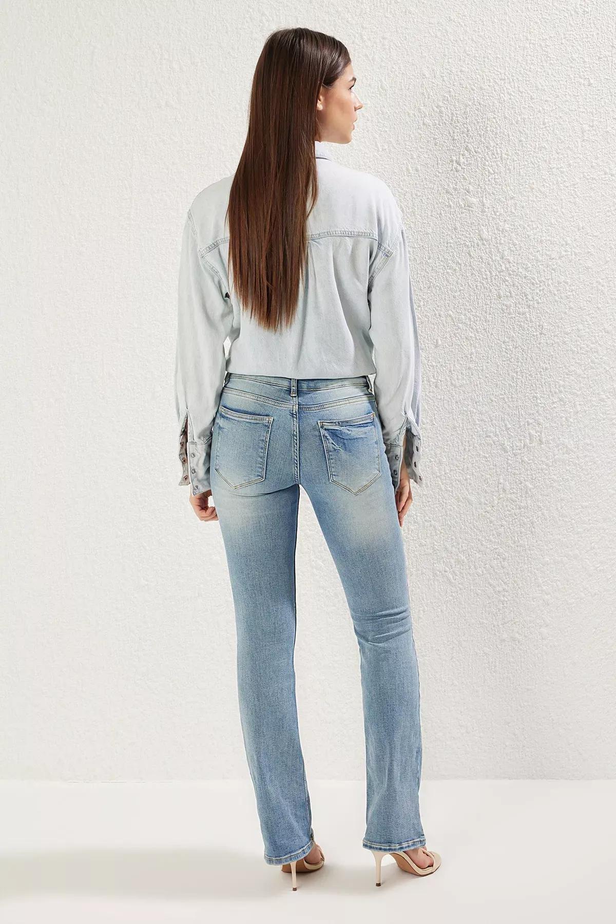 Blue Flare Low Waist Jeans, , large image number 4