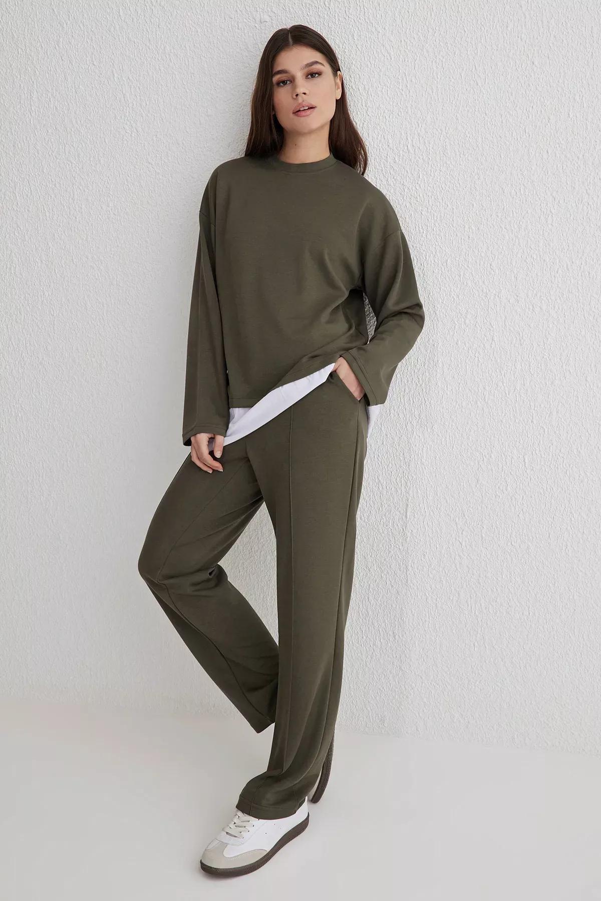 Green Soft Touch Tracksuit, Khaki, large image number 1