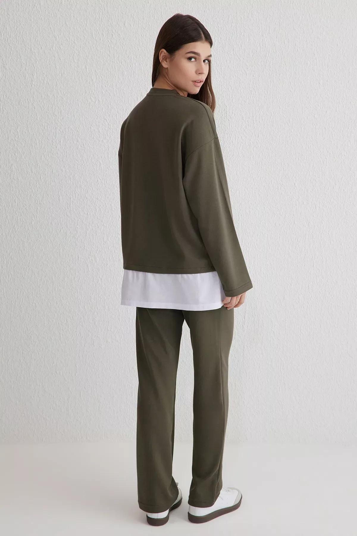 Green Soft Touch Tracksuit, Khaki, large image number 4