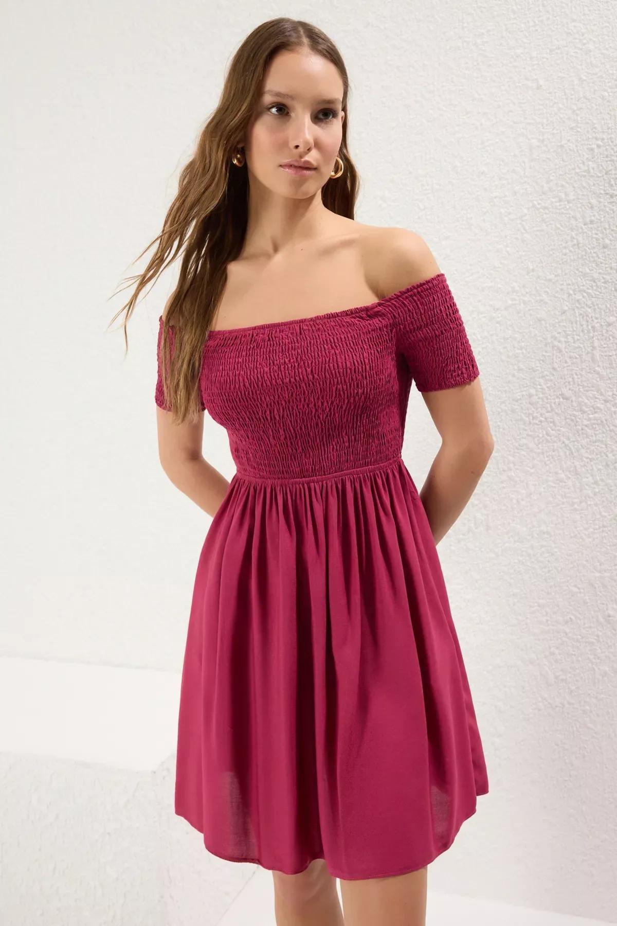 Pink Waist Opening Mini Dress, Fuchsia, large image number 0