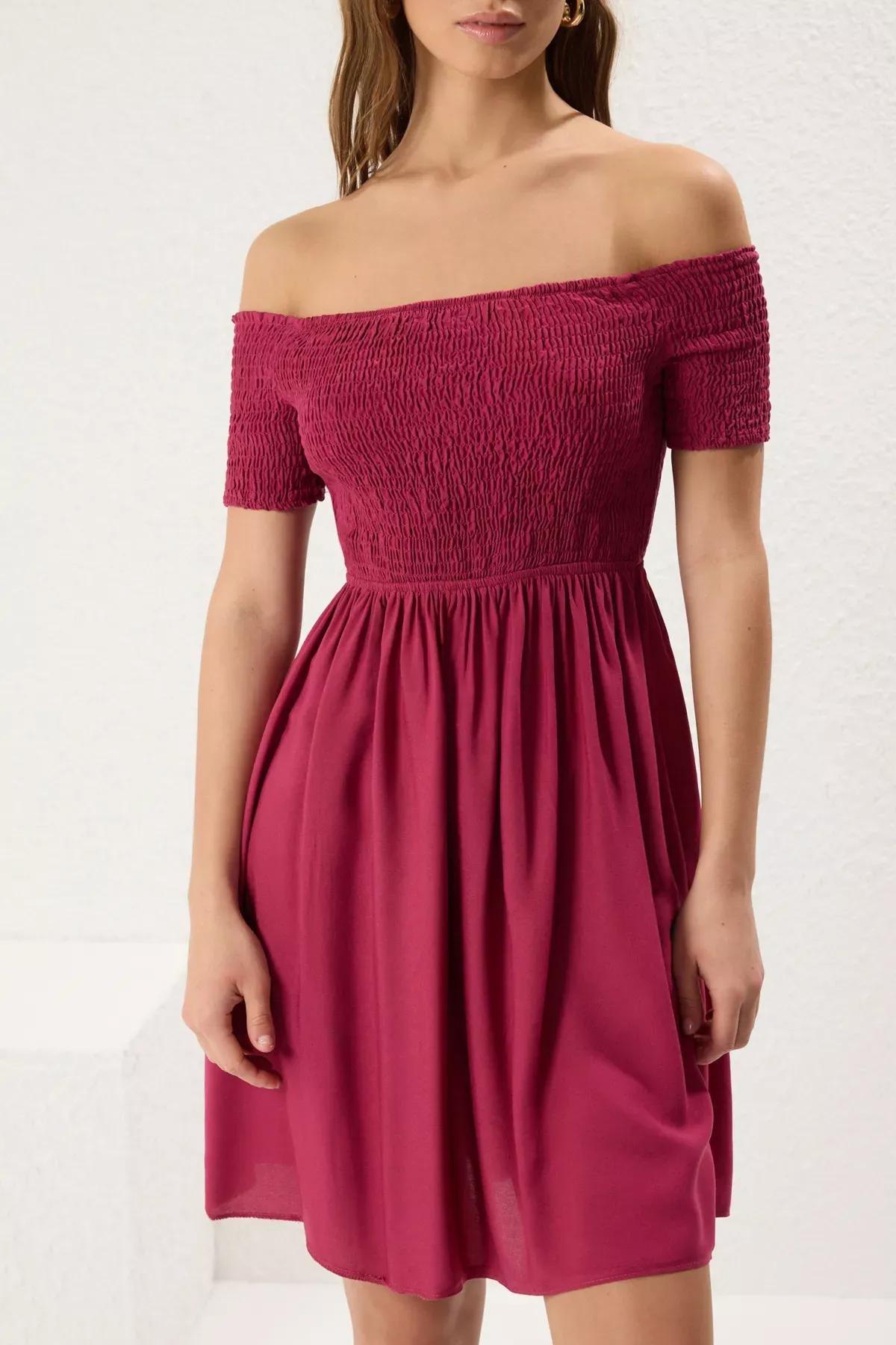 Pink Waist Opening Mini Dress, Fuchsia, large image number 2