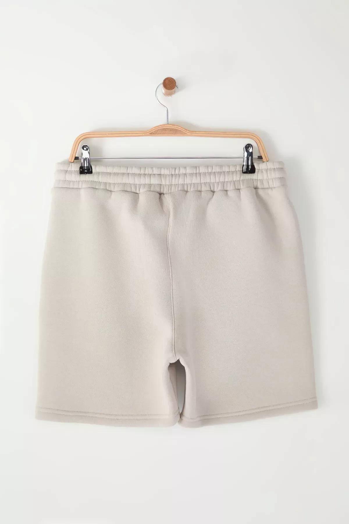 Beige Thick Inside Printed Shorts, STONE, large image number 3