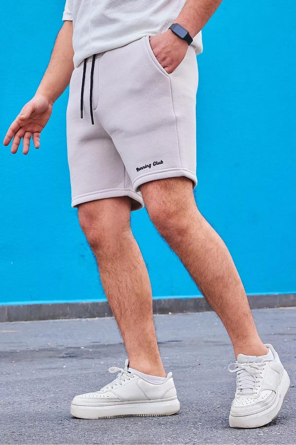 Beige Thick Inside Printed Shorts, STONE, large image number 4