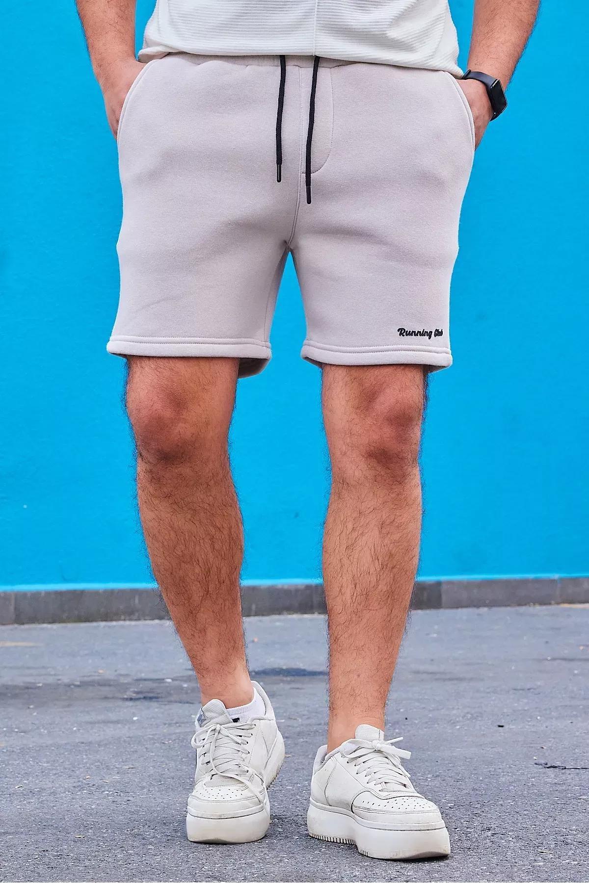 Beige Thick Inside Printed Shorts, STONE, large image number 5