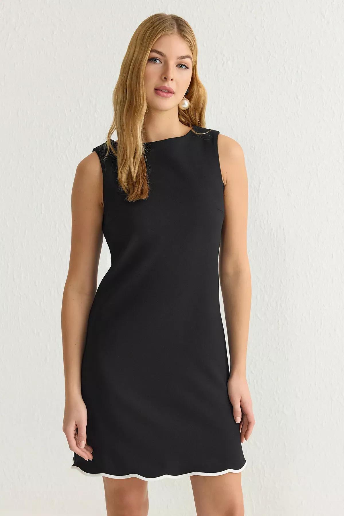 Black Straight A-Line Mini Dress, , large image number 1