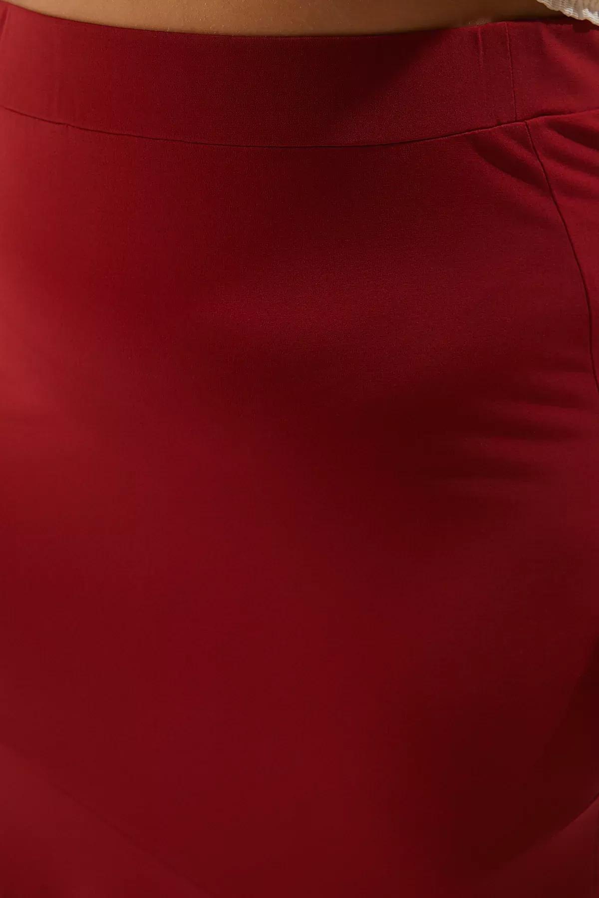 Burgundy Elastic Waist Knit Skirt, C101_7277, large image number 3