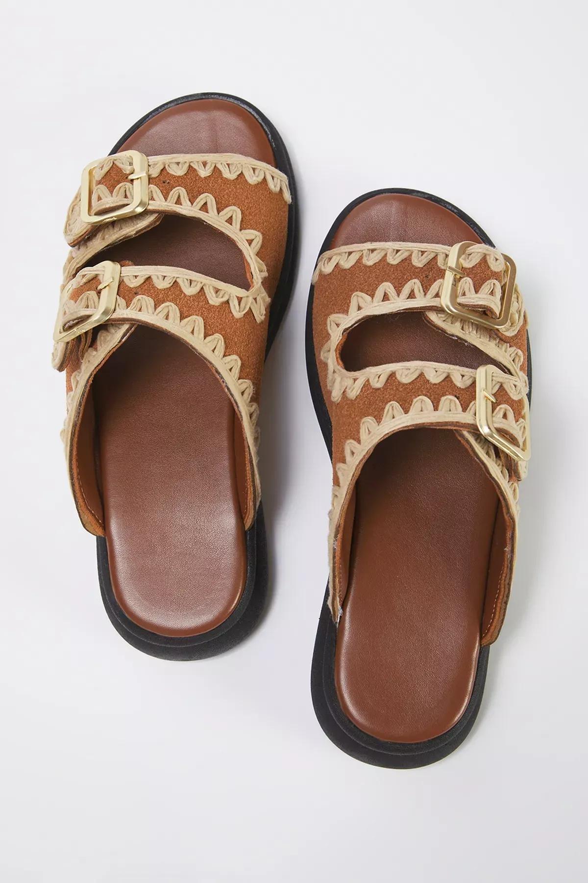 Brown Antique Flat Slippers, , large image number 4