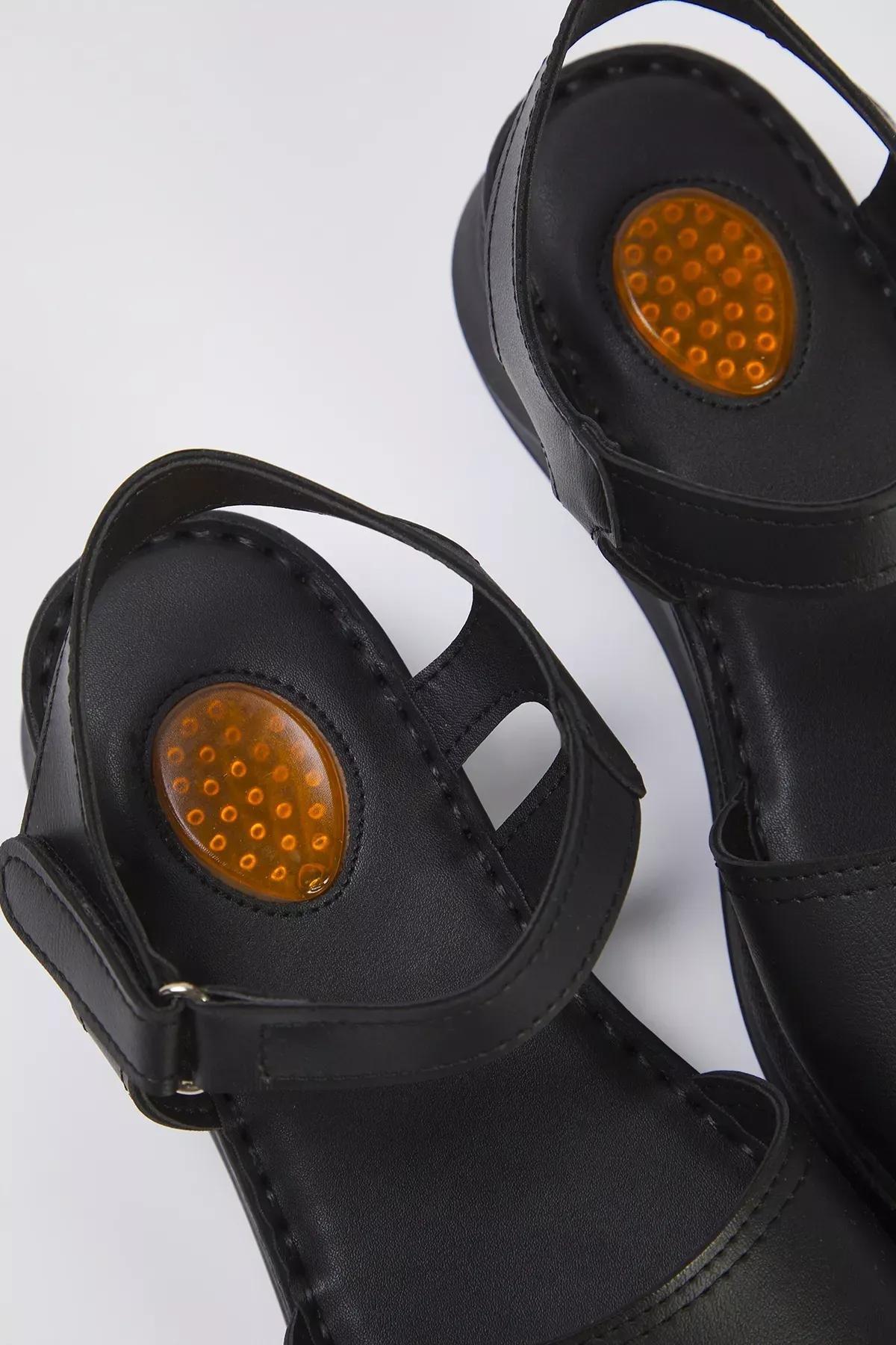 Black Comfort Strap Sandals, BLACK, large image number 4