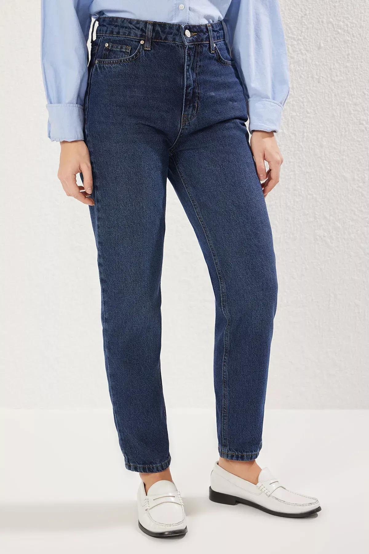 Blue Regular Waist Mom Jeans, , large image number 2